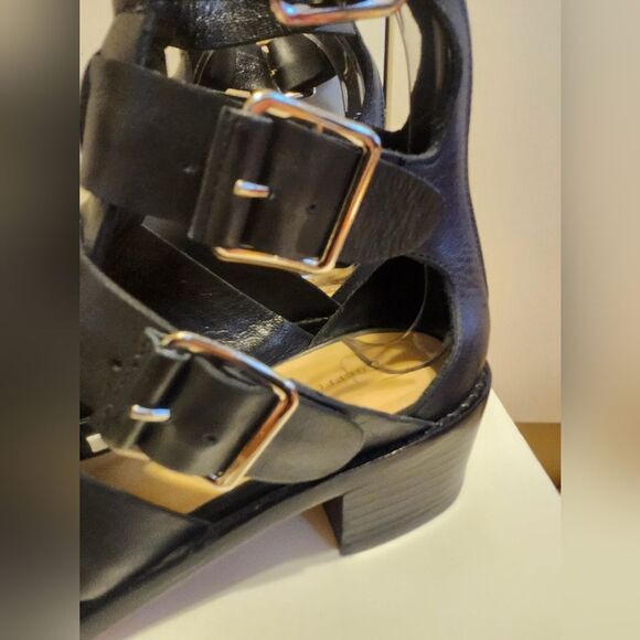 Loeffler Randall "Yara" Black Leather 3 Buckle Gladiator Style Booties Sz.7 $440 - Picture 4 of 9